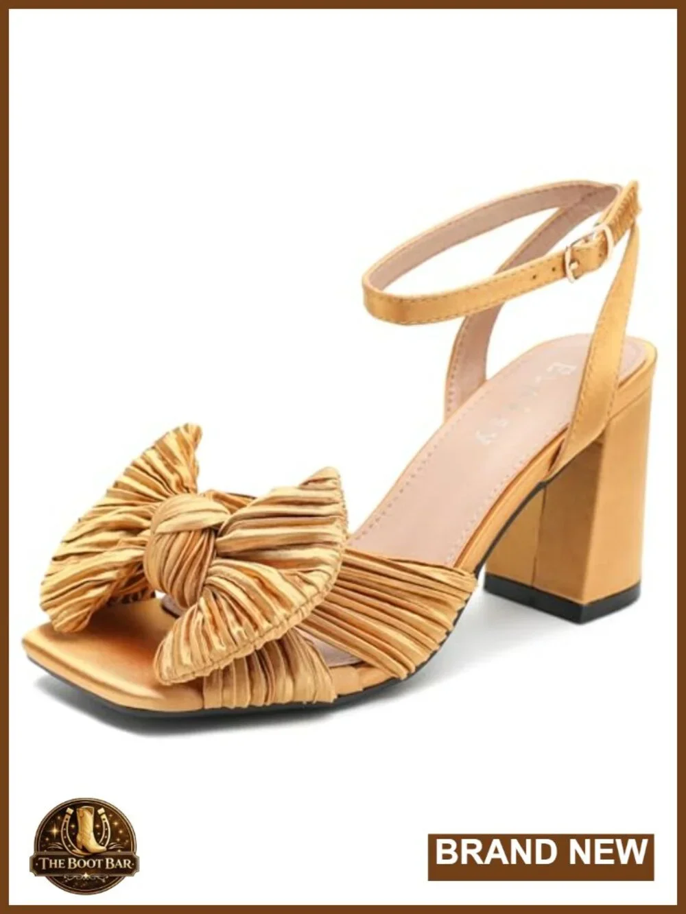 Women's Bow Knot Heeled Sandals Open Toe Chunky High Heels Wedding Bridal Party